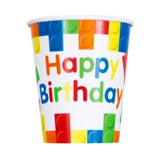 Happy Birthday Block Party Cups (8 Pack)
