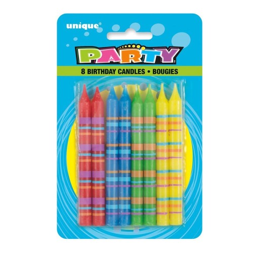 Multicoloured Party Candles (8 Pack)