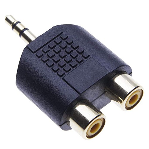 Adaptor 3.5mm Stereo Jack Plug to 2 x RCA Phono Sockets