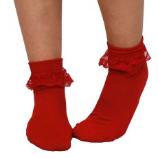 1950s Style Bobby Socks (Red, Adults)