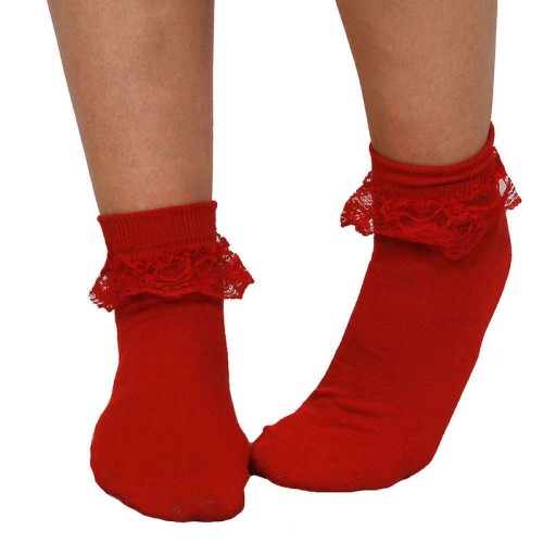 1950s Style Bobby Socks (Red, Adults)