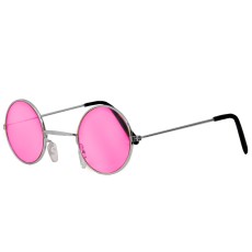 Circular Glasses with Pink Lens
