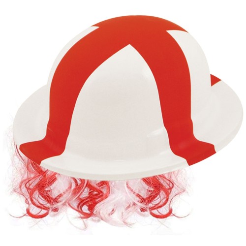 England St George Bowler Hat with Hair