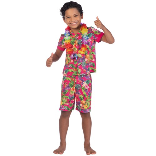 Hawaiian Costume (Pink, Kids)