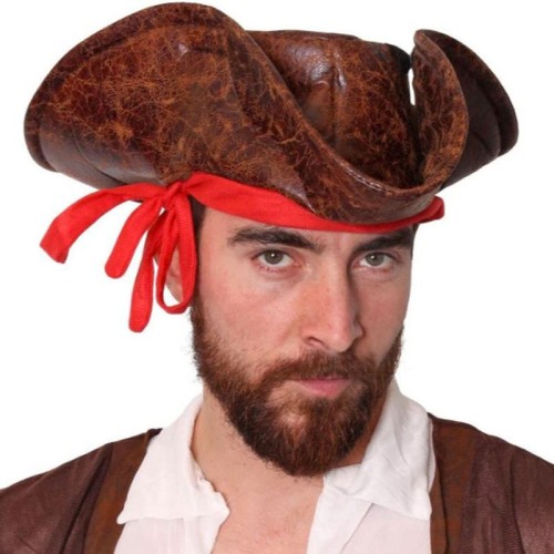 Leather Look Pirate Tricorn Hat (Adults)