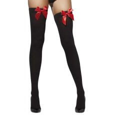 Opaque Black Hold-Ups with Red Bow (Adults)