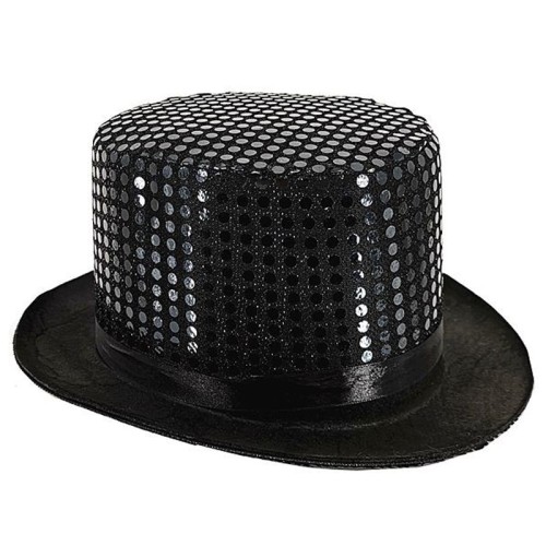 Sequin Top Hat (Black, 58cm)
