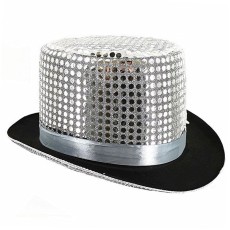 Sequin Top Hat (Silver, 58cm)