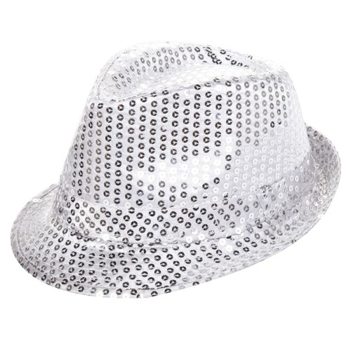 Sequin Trilby Hat (Silver)