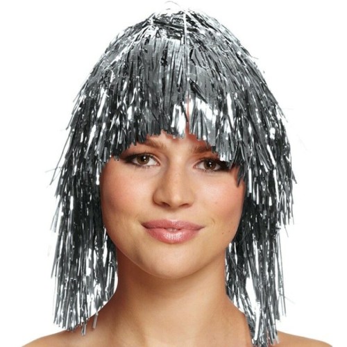 Silver Foil Tinsel Wig