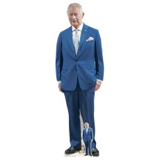 Royal Family King Charles Blue Suit Lifesize Cardboard Cutout WIth Mini