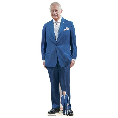 Royal Family King Charles Blue Suit Lifesize Cardboard Cutout WIth Mini