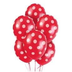 Red & White Polka Dot Latex Balloons (6 Pack)