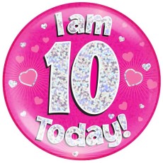 10th Birthday Pink Holographic Badge