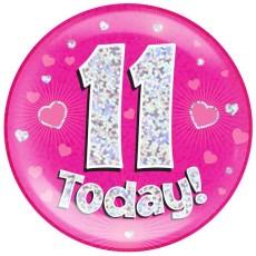 11th Birthday Pink Holographic Badge