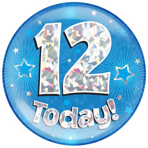 12th Birthday Blue Holographic Badge