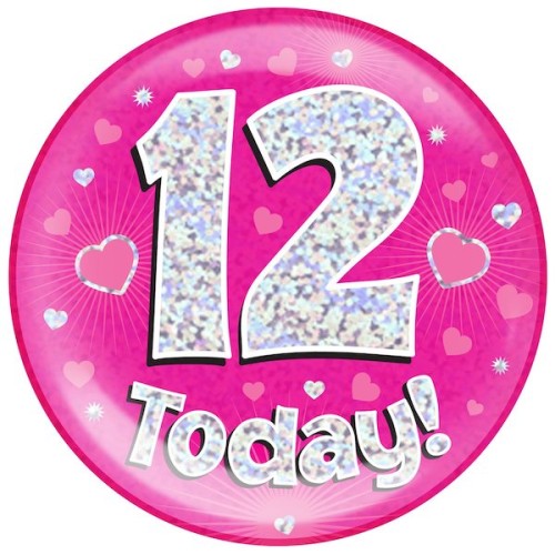 12th Birthday Pink Holographic Badge