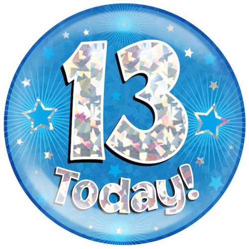 13th Birthday Blue Holographic Badge