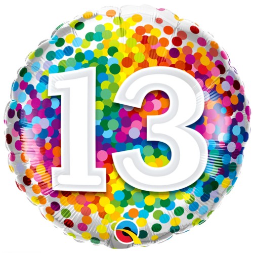 Birthday Rainbow Confetti 13th 18" Foil-Balloon