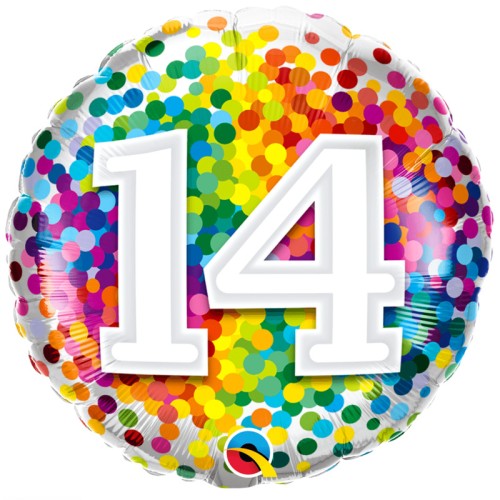 Birthday Rainbow Confetti 14th 18" Foil-Balloon