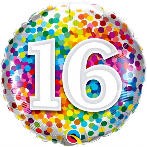 Birthday Rainbow Confetti 16th 18" Foil-Balloon