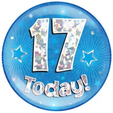 17th Birthday Blue Holographic Badge