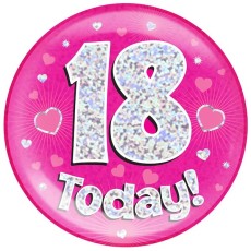 18th Birthday Pink Holographic Badge