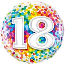 Birthday Rainbow Confetti 18th 18" Foil-Balloon