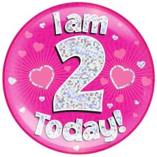 2nd Birthday Pink Holographic Badge