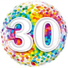 Birthday Rainbow Confetti 30th 18" Foil-Balloon