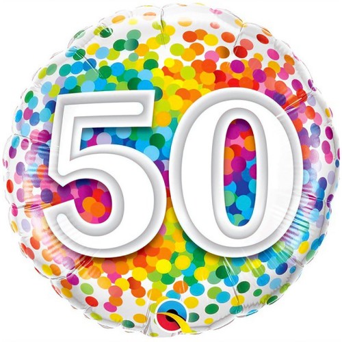 Birthday Rainbow Confetti 50th 18" Foil-Balloon