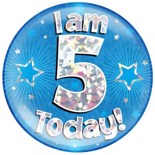 5th Birthday Blue Holographic Badge