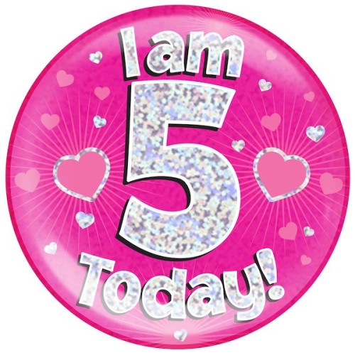 5th Birthday Pink Holographic Badge
