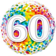 Birthday Rainbow Confetti 60th 18" Foil-Balloon