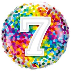 Birthday Rainbow Confetti 7th 18" Foil-Balloon