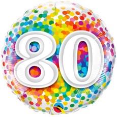 Birthday Rainbow Confetti 80th 18" Foil-Balloon