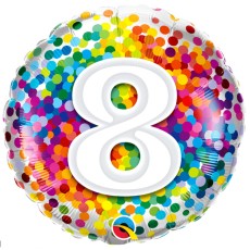 Birthday Rainbow Confetti 8th 18" Foil-Balloon