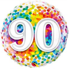 Birthday Rainbow Confetti 90th 18" Foil-Balloon