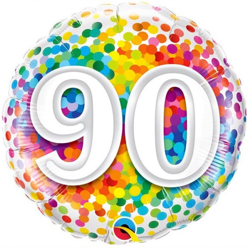 Birthday Rainbow Confetti 90th 18" Foil-Balloon