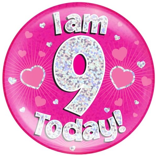 9th Birthday Pink Holographic Badge