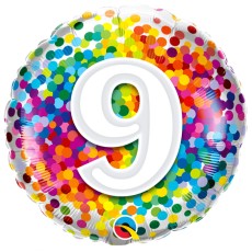Birthday Rainbow Confetti 9th 18" Foil-Balloon