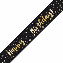 Add-An-Age Black & Gold Foil Happy Birthday Banner