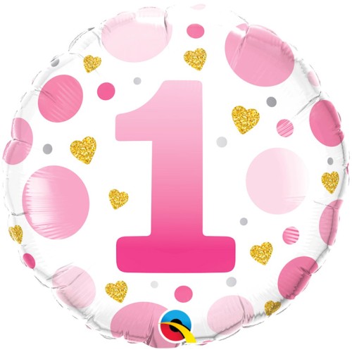 Pink Dots 1st 18" Foil Balloon