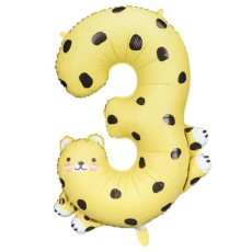 Adorable Cheetah Number 3 29" Foil Number Balloon