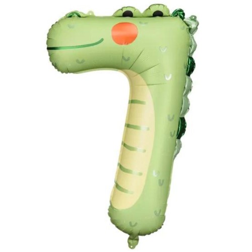 Adorable Crocodile Number 7 32" Foil Number Balloon