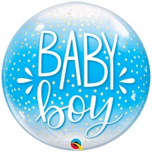 Baby Boy Confetti Dots Pink 22" Bubble Balloon