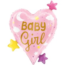 Baby Girl Heart & Stars 25" Foil Shape Balloon