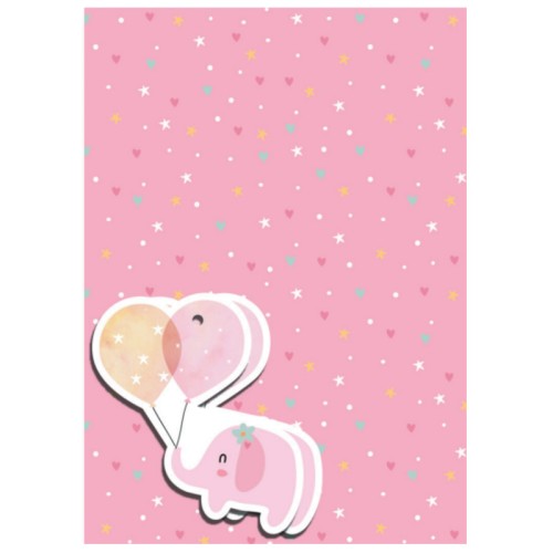 Baby Pink Elephant Gift Wrap Sheets & Tags (2 Pack)