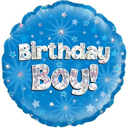Birthday Boy Blue Holographic Foil Balloon