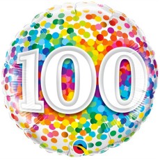 Birthday Rainbow Confetti 100th 18" Foil-Balloon